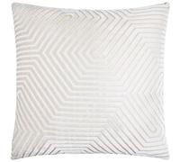 Paoletti Coussin Evoke en Velours et Polyester - Coussin décoratif carré Luxueux à Motif Chevrons (Huître - 55x55cm)