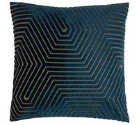 Paoletti Coussin Evoke en Velours Garni de Plumes - Coussin décoratif carré Luxueux à Motif Chevron (Bleu Marine - 45x45cm)