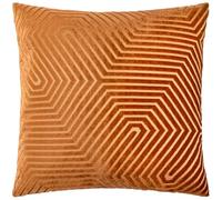 Paoletti Coussin Evoke en Velours Garni de Plumes - Coussin décoratif carré Luxueux à Motif Chevron (Brique - 55x55cm)