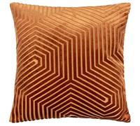 Paoletti Coussin Evoke en Velours Garni de Plumes - Coussin décoratif carré Luxueux à Motif Chevron (Brique - 45x45cm)