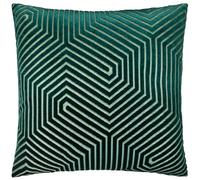 Paoletti Coussin Evoke en Velours Garni de Plumes - Coussin décoratif carré Luxueux à Motif Chevron (Émeraude - 55x55cm)