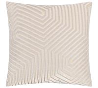 Paoletti Coussin Evoke en Velours Garni de Plumes - Coussin décoratif carré Luxueux à Motif Chevron (Huître - 45x45cm)
