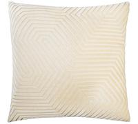 Paoletti Coussin Evoke en Velours Garni de Plumes - Coussin décoratif carré Luxueux à Motif Chevron (Ivoire - 55x55cm)
