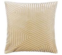 Paoletti Coussin Evoke en Velours Garni de Plumes - Coussin décoratif carré Luxueux à Motif Chevron (Ivoire - 45x45cm)