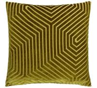 Paoletti Coussin Evoke en Velours Garni de Plumes - Coussin décoratif carré Luxueux à Motif Chevron (Olive - 45x45cm)