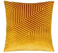 Paoletti Coussin Evoke en Velours Garni de Plumes - Coussin décoratif carré Luxueux à Motif Chevron (Or - 45x45cm)