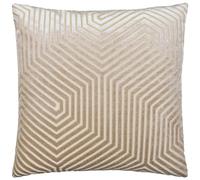 Paoletti Coussin Evoke en Velours Garni de Plumes - Coussin décoratif carré Luxueux à Motif Chevron (Vison - 55x55cm)