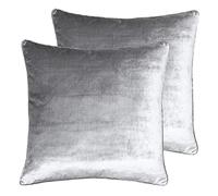Paoletti Coussins remplis de Plumes à Double Emballage de Luxe Velours, Argent, 55 x 55cm