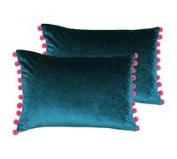 Paoletti Coussins remplis de Plumes de Fiesta Twin Pack, Velours, Sarcelle/Baies, 35 x 50cm