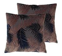 Paoletti Coussins remplis de Polyester Palm Grove (Pack jumelées), Blush/Navy, 50 x 50cm