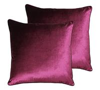 Paoletti Coussins remplis Polyester Luxe Velvet Twin Pack, Canneberge, 55 x 55cm