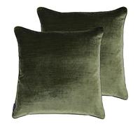 Paoletti Coussins remplis Polyester Luxe Velvet Twin Pack, Olive, 55 x 55cm