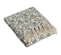 Paoletti Delphine Floral Cotton Throw, Delph Blue