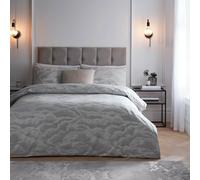 Paoletti Ellora Ensemble De Housse De Couette - Luxe Jacquard Nuage Texturé Literie (Argent - Double - 200x200cm)