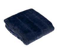 Paoletti Empress Jeté en Fausse Fourrure - Couverture Douce, élégante et Lourde, décoration Minimaliste pour lit ou canapé (Bleu Marine - 140 x 200cm)