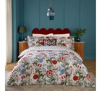 Paoletti Ensemble de Couette Florale Réversible Seventy Three Ishana - Groseille/Bleu Français - Simple