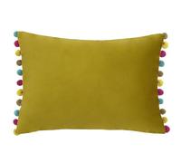 Paoletti Fiesta Coussin rectangulaire en Velours avec Pompons Multicolores Vert 35 x 50 cm