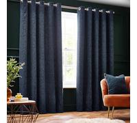 Paoletti Galaxy Paire De Rideaux à œillets - Occultants Doublés Luxueuse Opulente Chenille Rideaux (Bleu Marine - 117x137cm)