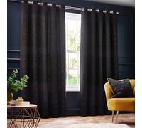 Paoletti Galaxy Paire De Rideaux à œillets - Occultants Doublés Luxueuse Opulente Chenille Rideaux (Noir - 229x137cm)