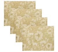 Paoletti Gold Stag Sets De Table - Lot De 4 Sets De Table Lavables à Motif Floral Festif Et Fruits Séchage Rapide (Or - 46x36cm)