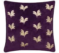 Paoletti Guilded Palms Coussin rempli de Polyester brodé - Prune - 45x45cm