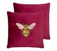 Paoletti Hortus Twin Pack Coussins remplis de Plumes, Polyester, Fuchsia, 50 x 50cm