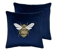 Paoletti Hortus Twin Pack Coussins remplis de Plumes, Polyester, Marine, 50 x 50cm