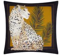 Paoletti Housse de Coussin d'Extérieur Imprimé Chat Leopardis - Noir/Or - 50x50cm