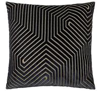 Paoletti Housse de Coussin Evoke en Velours - Housse de Coussin carrée décorative Luxueuse à Motif Chevron (Noir - 55x55cm)