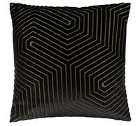 Paoletti Housse de Coussin Evoke en Velours - Housse de Coussin carrée décorative Luxueuse à Motif Chevron (Noir - 45x45cm)