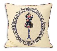 Paoletti Housse de Coussin Victoria Mannequin Applique 100% Coton Bleu Marine 45 x 45 cm