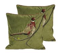 Paoletti Hunter Velvet Twin Pack Coussins remplis de Polyester, Coton, Vert, 45 x 45cm