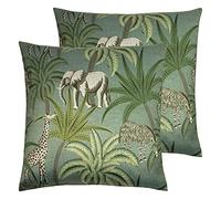 Paoletti Jungle Parade Twin Pack Coussins remplis de Plumes, Vert, 50 x 50cm
