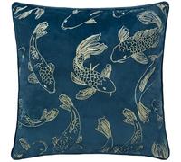 Paoletti Koi Pond Housse de Coussin en Velours Brodé - Marine - 50x50cm