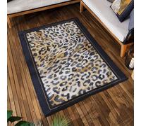 Paoletti Leopardis Tapis d'extérieur intérieur/extérieur imprimé léopard - Noir/Or - 120 x 170 cm