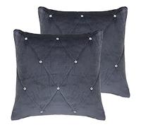 Paoletti Nouveaux Coussins remplis de Plumes Diamante Twin Pack, Polyester, Étain, 45 x 45cm