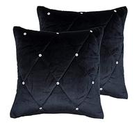 Paoletti Nouveaux Coussins remplis de Polyester Diamante Twin Pack, Noir, 45 x 45cm