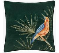 Paoletti Odisha Housse de Coussin Brodée Oiseau Exotique - Émeraude - 45x45cm