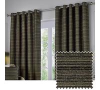 Paoletti Paire de Rideaux filtrage de la lumière à œillets Jupiter - Élégants Rideaux doublés en Chenille Jacquard (Noir/Or - 117x137cm)
