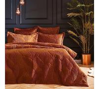 Paoletti Palmeria King Size Quilted Duvet Set, Rust