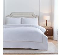 Paoletti Parure de lit Elara - Parure de lit de Luxe en Coton 200 Fils au Pouce carré avec Bordure brodée (Champagne - Double)