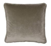 Paoletti Riva Freya Coussin Super Soft Taupe Brun Velours Tissu Coton Frangée Edges Lavable en Machine 100% Polyester 45 X 45 Cm (18" X 18" Pouces)
