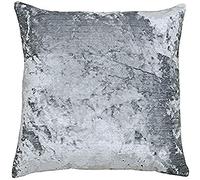 Paoletti Riva Neptune Coussin Rempli Gris - Premium Crushed Velvet Tissu - Fermeture Cachée Zip - Lavable Machine - 100 Cas (23" X 23" Pouces), Polyester, Goethite, 58 X 58 Cm