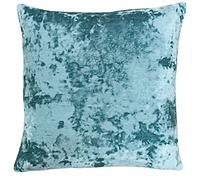 Paoletti Riva Neptune Plume Rempli Coussin Bleu - Premium Crushed Velvet Tissu - Fermeture Cachée Zip - Lavable Machine - 100 Cas (23" X 23" Pouces), Polyester, Topaze, 58 X 58 Cm