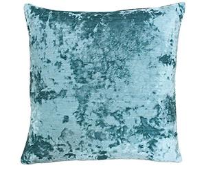 Paoletti Riva Neptune Plume Rempli Coussin Bleu - Premium Crushed Velvet Tissu - Fermeture Cachée Zip - Lavable Machine - 100 Cas (23" X 23" Pouces), Polyester, Topaze, 58 X 58 Cm
