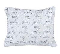 Paoletti Riva Noël Leaping Plume Coussin Rempli - Blanc - Pailletée Renne Broderie - Tissu Velours - Canalisé Edges - 60% Coton 40% Viscose - 35 X 50 Cm (14" X 20" Pouces), 50 X 50 Cm