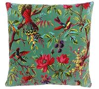 Paoletti Riva Paradise Place Coussin Aqua Blue Bird Coloré Print Machine Velours Tissu Lavable 100% Coton 50 X 50 Cm (20" X 20" Pouces)