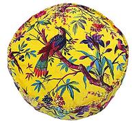 Paoletti Riva Paradise Polyester Coussin Rempli D'Oiseau Coloré Imprimer - Faux Velours Tissu - Couverture Arêtes Stitched - 100 Cas (20" X 20" X 5" Pouces), Coton, Jaune, 50 X 50 X 12 Cm