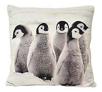 Paoletti Riva Penguins Coussin Rempli - Blanc - Animal Imprimé Graphique - Sherpa Toison Arrière - Fermeture Cachée Zip - Lavable Machine - 100% Polyester - 50 X 50 Cm (20" X 20" Pouces)