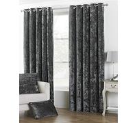 Paoletti Riva Verona Ringtop Oeillets Rideaux (Paire) - Gris Étain - Velvet Feel - Crushed Velvet Look 100% Polyester - Largeur 168Cm X 183Cm Drop (66" X 72" Pouces) - Conçu Au Royaume-
